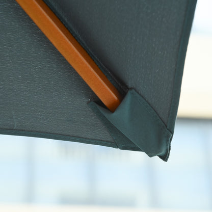 Outsunny 3 x 3 metry Parasol ogrodowy Parasol przeciwsłoneczny Drewniany baldachim parasola zewnętrznego Dwupoziomowy, ciemnoszary, PODSTAWA NIE JEST DOŁĄCZONA
