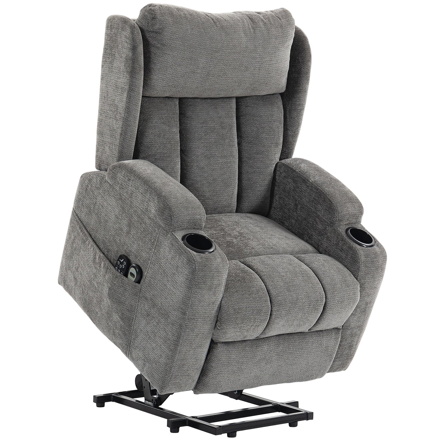 HOMCOM Power Lift Recliner Chair with Vibration Massage and Heat, Chenille Riser and Recliner Armchair for Elderly, Grey