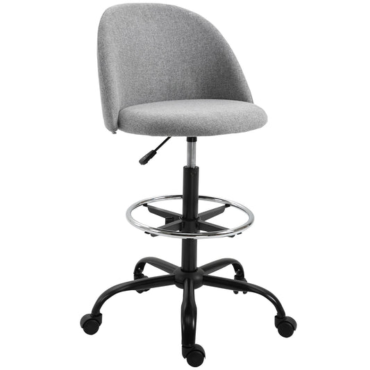 Vinsetto Ergonomic Drafting chair Adjustable Height w/ 5 Wheels Padded Seat Footrest 360° Swivel Freely Comfortable Versatile Use For Home Office