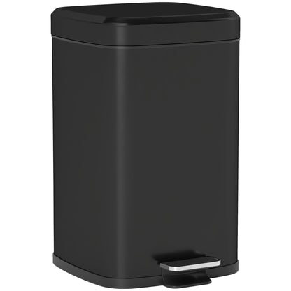 HOMCOM 20L Modern Boxy Metal Home Kitchen Bin - Black