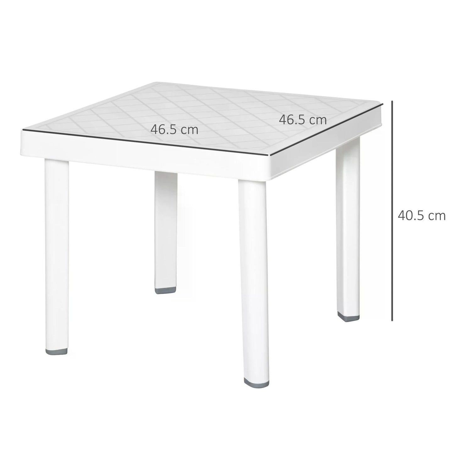 Outsunny Garden Side Table Plastic Outdoor Square Coffee End Table for Drink Snack, White