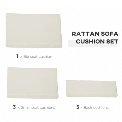 Outsunny Outdoor Cushion Pad Set for Rattan Furniture, 7 Piece Garden Furniture Cushions, Patio Conversation Set Cushions, Lightweight and Durable, Cream