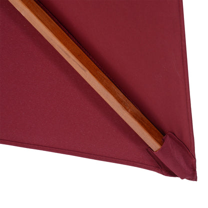 Outsunny 3 x 3(M) Parasol ogrodowy Parasol przeciwsłoneczny, zewnętrzny drewniany parasol z podwójnym baldachimem, bordowy