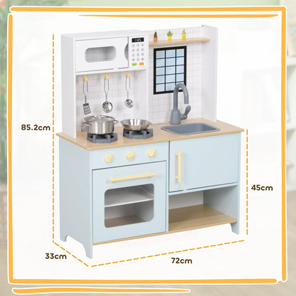 AIYAPLAY Pretend Play Kitchen, Kids Kitchen Playset with Light & Sound Stove, Turning Knobs, Cooking Accessories
