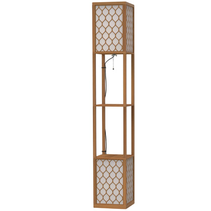 HOMCOM Duo Light Floor Shelves - Natural Wood Finish