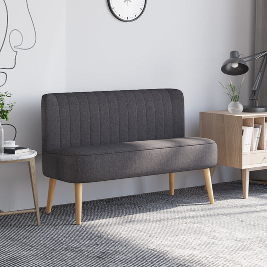 HOMCOM Nowoczesna sofa dwuosobowa z podwójnym siedziskiem, kanapa dwuosobowa, kompaktowa, sofa, wyściełana, lniana, nogi z drewna, ciemnoszara