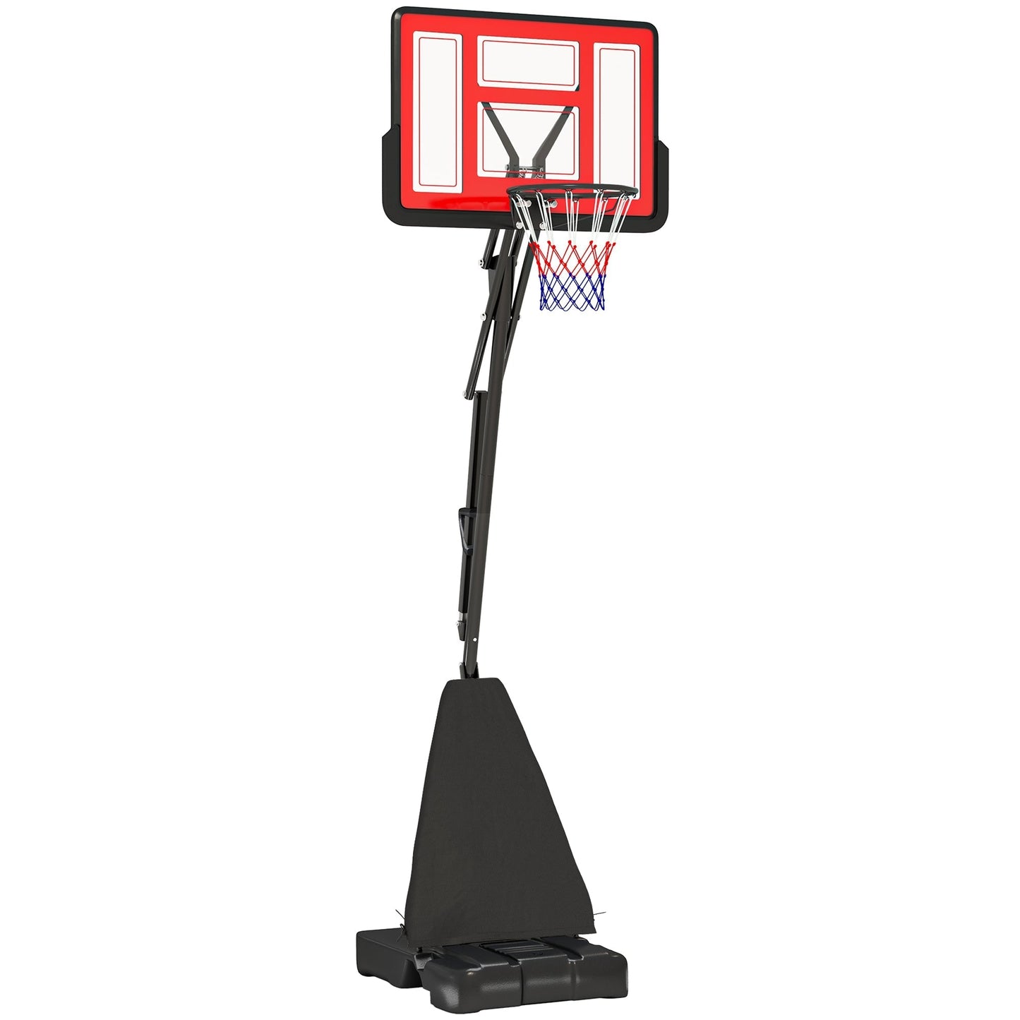 SPORTNOW 245-305cm Adjustable Basketball Hoop and Stand, with Wheels, Red