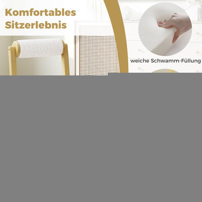 Wooden Dining Chair with Rubber Wood Frame and Cylinder Back Set of 2-White