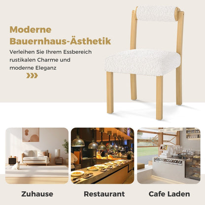 Wooden Dining Chair with Rubber Wood Frame and Cylinder Back Set of 2-White