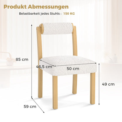 Wooden Dining Chair with Rubber Wood Frame and Cylinder Back Set of 2-White