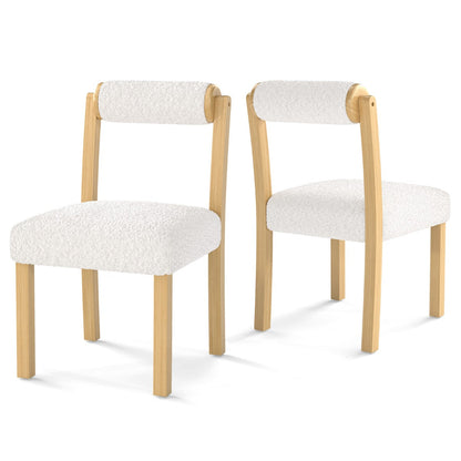 Wooden Dining Chair with Rubber Wood Frame and Cylinder Back Set of 2-White