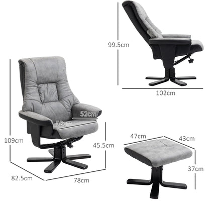 HOMCOM Sofa rozkładana z podnóżkiem Sofa obrotowa w kolorze szarym