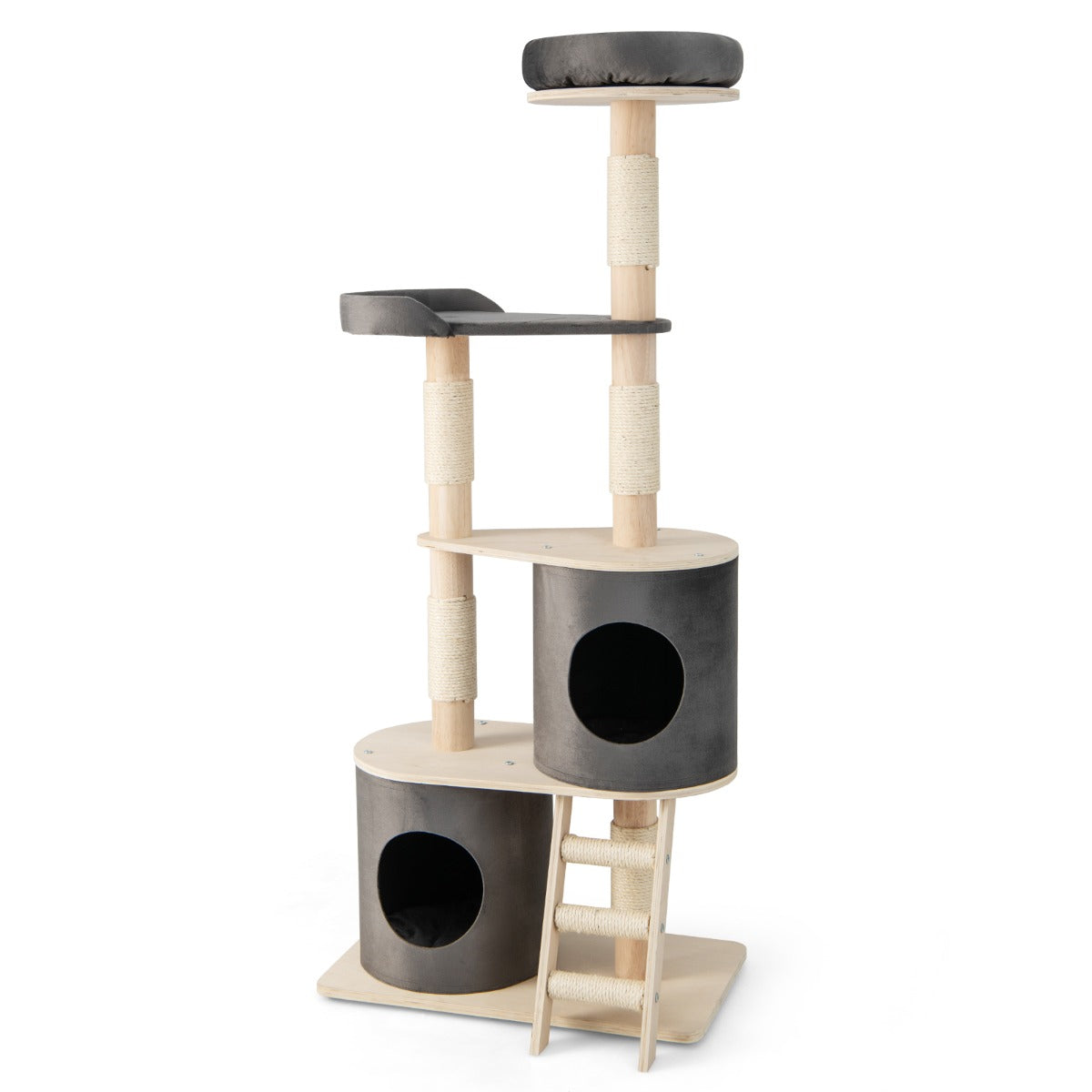 Multi-level Cat Furniture with 2 Cozy Condos-Grey