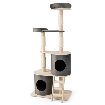 Multi-level Cat Furniture with 2 Cozy Condos-Grey