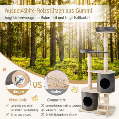 Multi-level Cat Furniture with 2 Cozy Condos-Grey