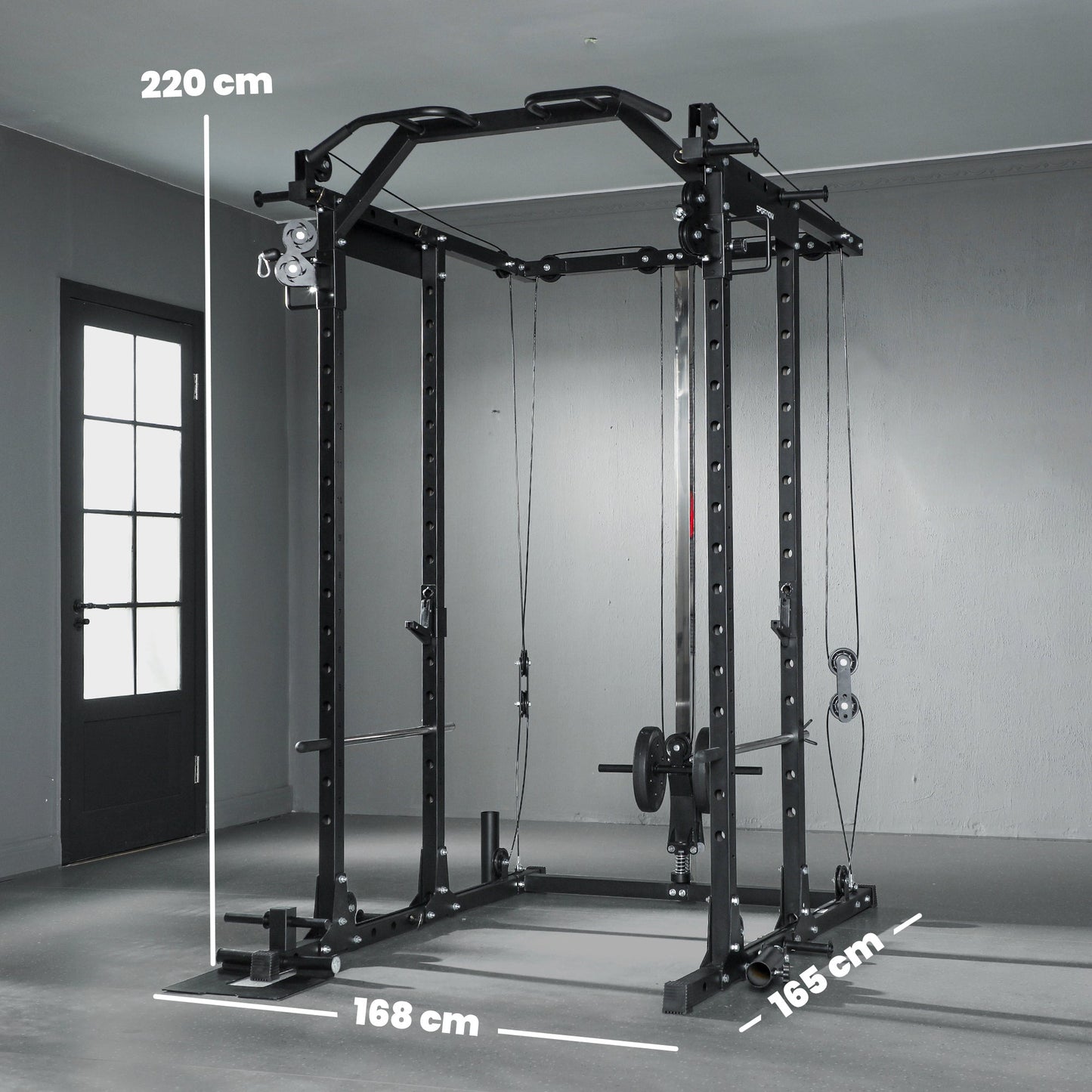 SPORTNOW Lat Pull-Down Home Gym Machine with Cable Crossover for Home Strength Training, Black