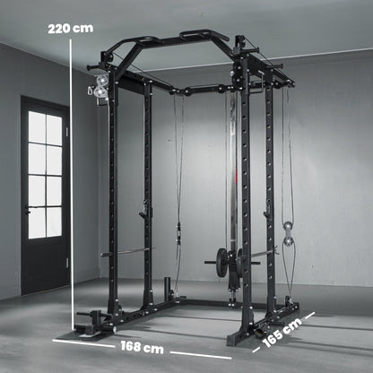 SPORTNOW Lat Pull-Down Home Gym Machine with Cable Crossover for Home Strength Training, Black