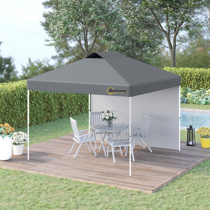 Outsunny 3x(3)M Pop Up Gazebo Tent with 1 Sidewall, Roller Bag, Adjustable Height, Event Shelter Tent for Garden, Patio, Grey