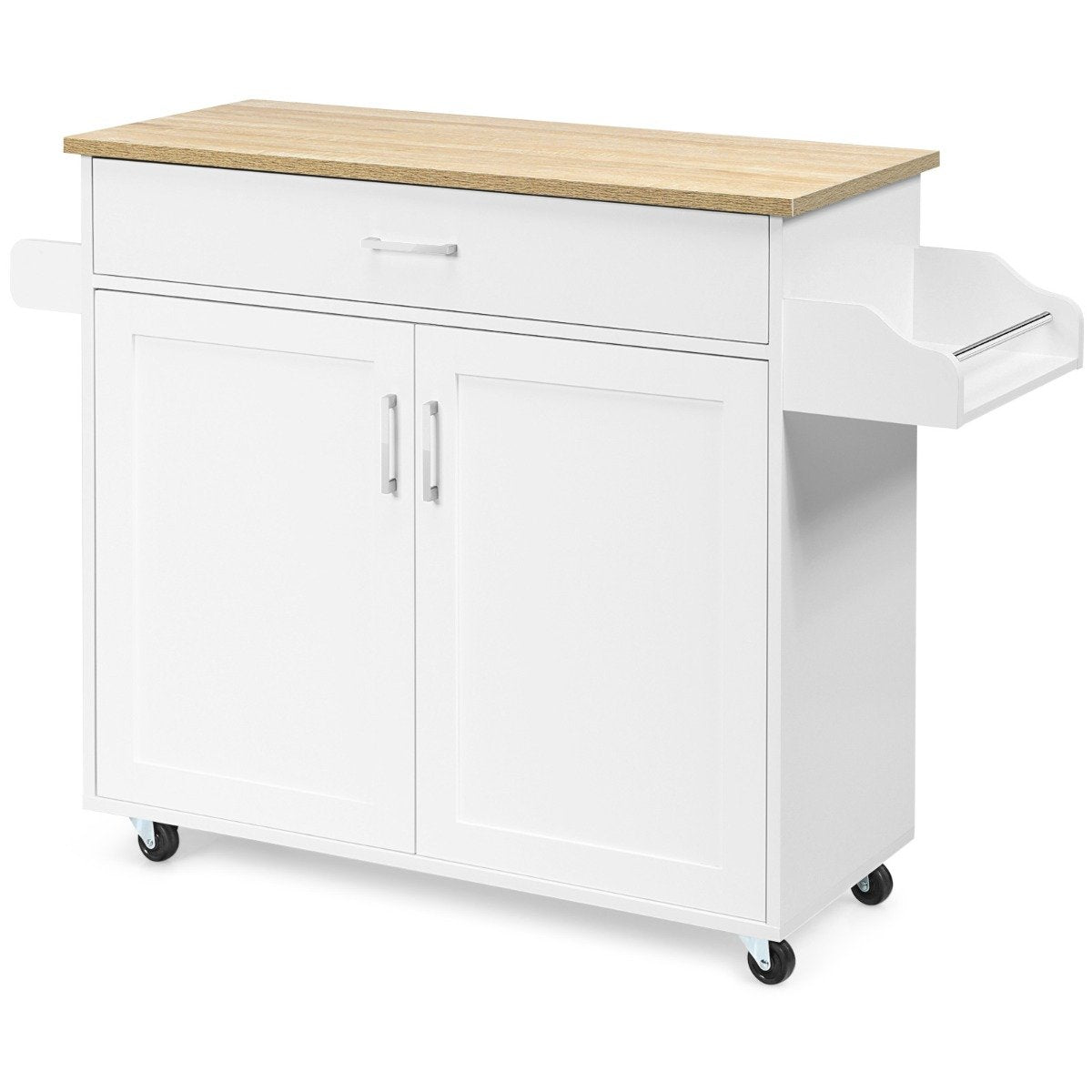 Rolling Kitchen Island with Adjustable Shelf and Large Drawer