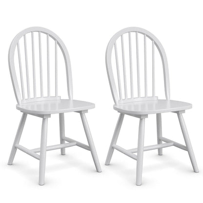 2 Piece Wooden Kitchen Dining chairs with High Spindle Back-White