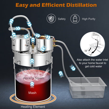22/38L Stainless Steel Water Alcohol Distiller with Build-in Thermometer-38 L