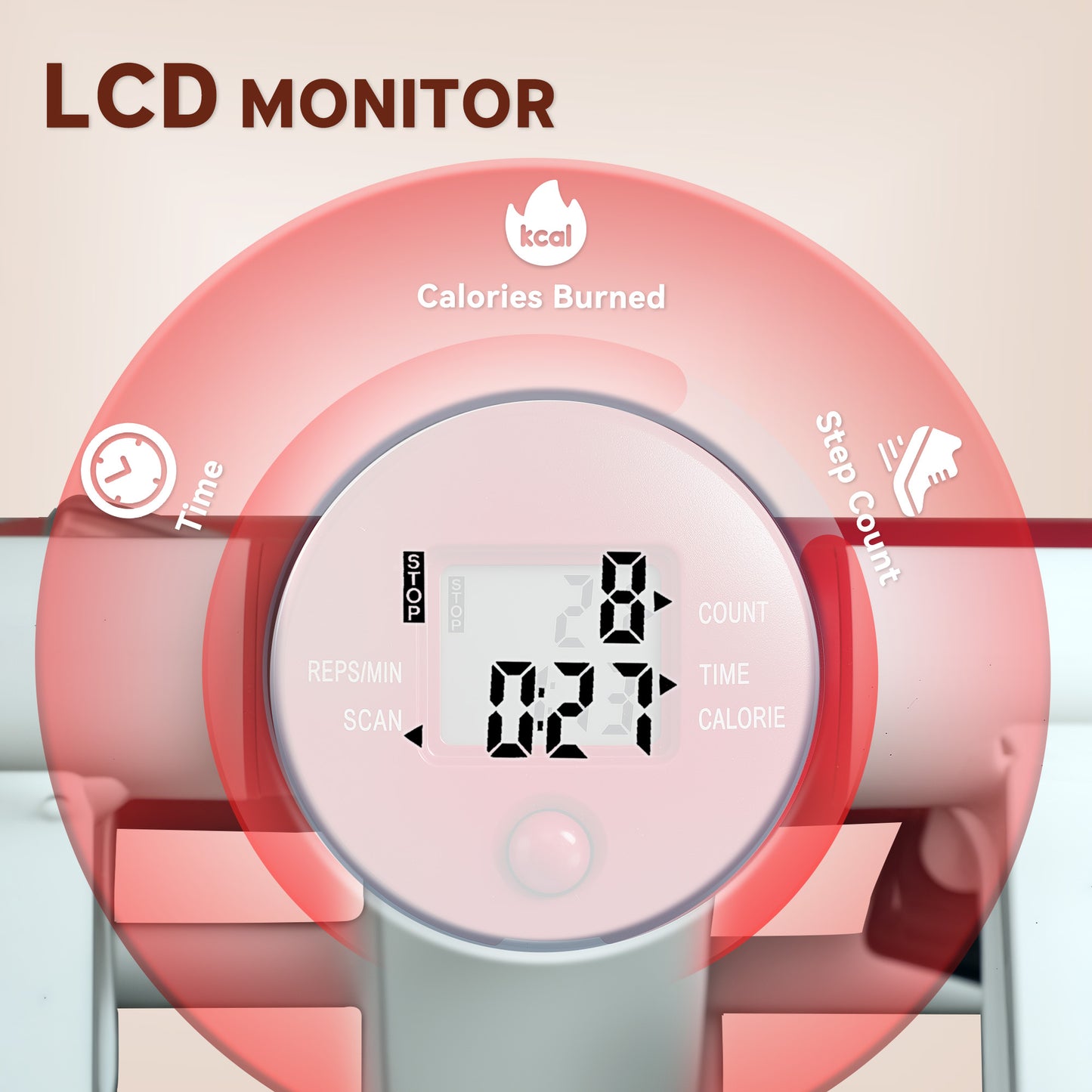 SPORTNOW Mini Stepper, Kompaktowy Stepper do ćwiczeń w domu z monitorem LCD i pedałami antypoślizgowymi, Szary
