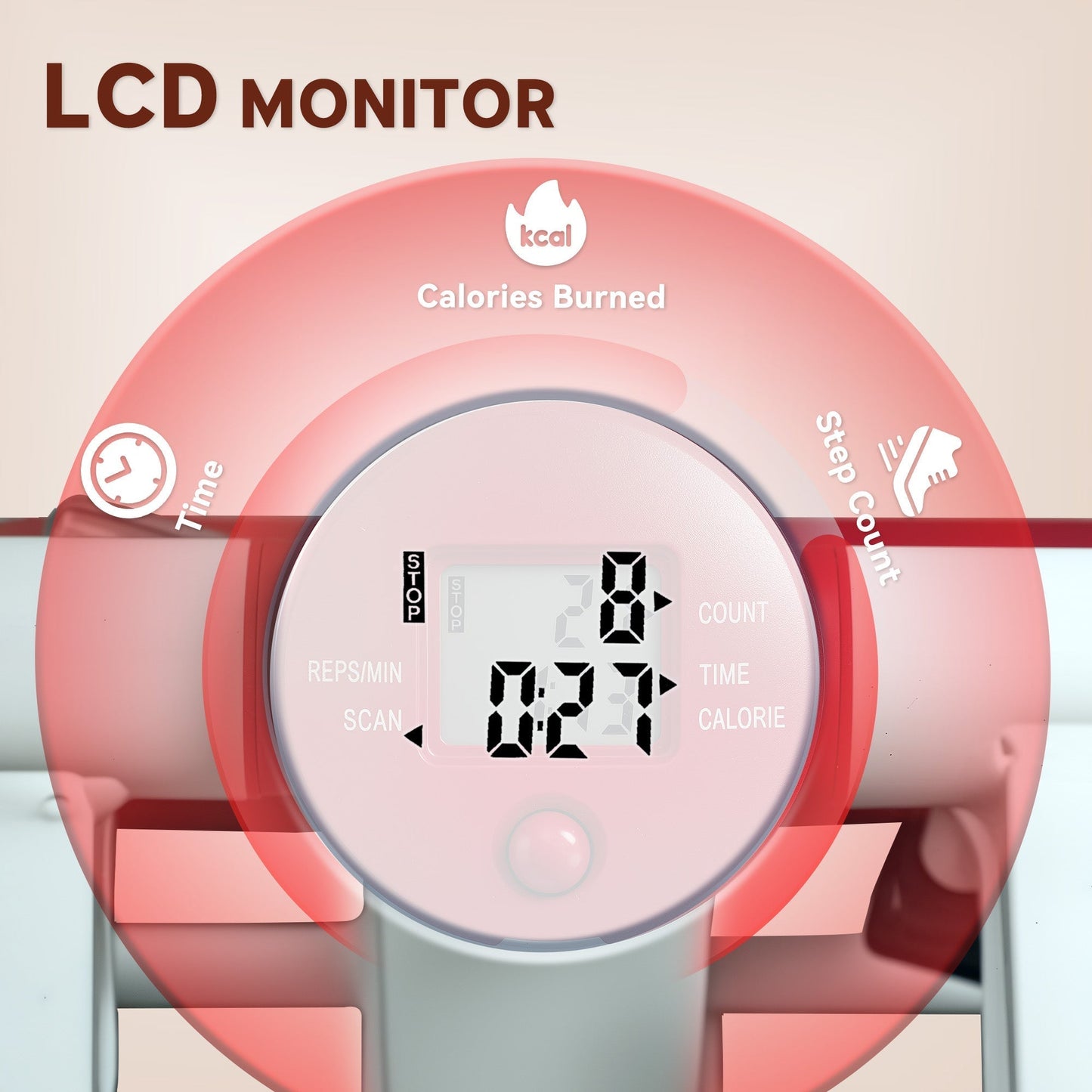 SPORTNOW Mini Stepper Machine, with LCD Monitor, Non-Slip Pedals, Grey