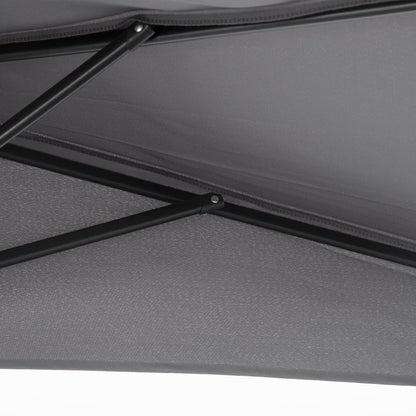 Outsunny 3(m) Half Parasol Semi Round Umbrella Patio Metal Frame Crank Handle for Balcony-- NO BASE INCLUDED, Grey