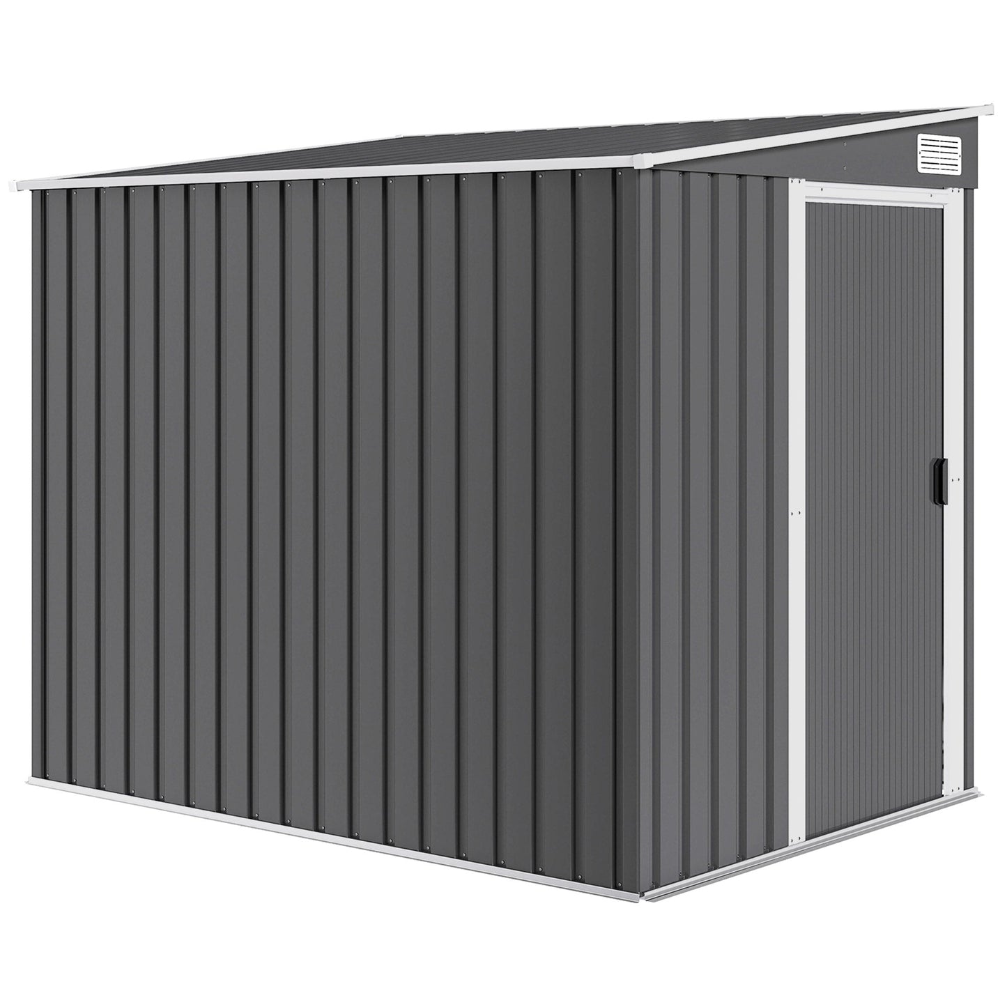 Outsunny 7 x 5ft Galvanised Metal Shed, with Sliding Door - Dark Grey