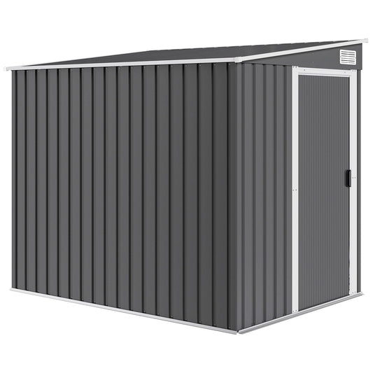 Outsunny 7 x 5ft ocynkowana metalowa szopka z przesuwanymi drzwiami - ciemnoszary