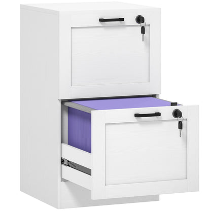 HOMCOM 2-Drawer Filing Cabinet with Lock - White