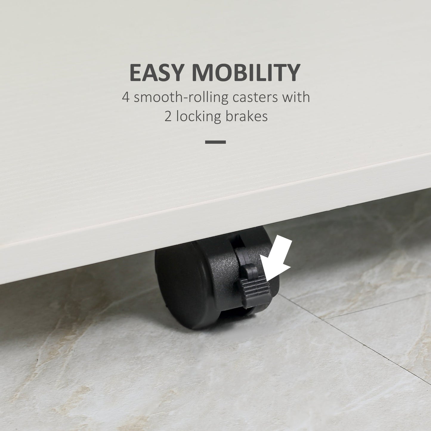 HOMCOM Multi-Storage Compact Work Desk, with Wheels - White