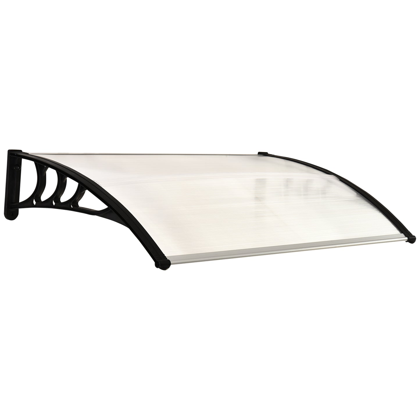 Outsunny Front Door Canopy Outdoor Awning Aluminium Rigid Plastic Polycarbonate Rain Shelter UV Water Rain Resistant 120 x 75cm White