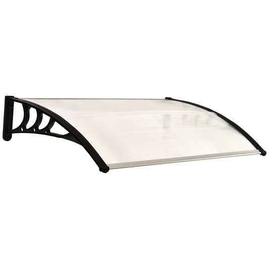 Outsunny Front Door Canopy Outdoor Markiza Aluminiowa Sztywna Plastikowa Poliwęglanowa Osłona Przeciwdeszczowa UV Wodoodporna Deszcz 120 x 75 cm Biała
