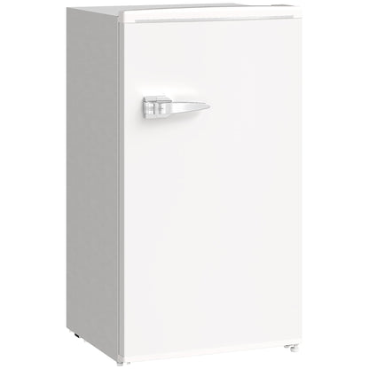 HOMCOM Under Counter Fridge, 85L Small Retro Refrigerator with Chiller Box, Adjustable Thermostat, Glass Shelves, White
