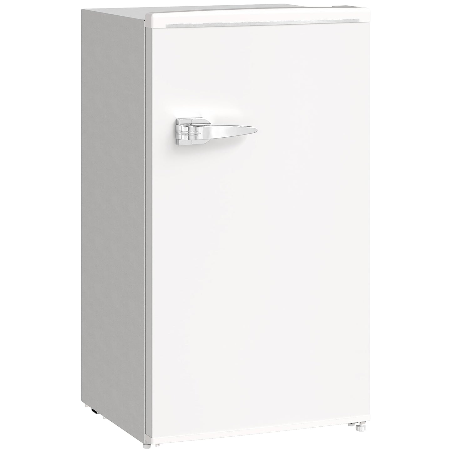 HOMCOM Under Counter Fridge, 85L Small Retro Refrigerator with Chiller Box, Adjustable Thermostat, Glass Shelves, White