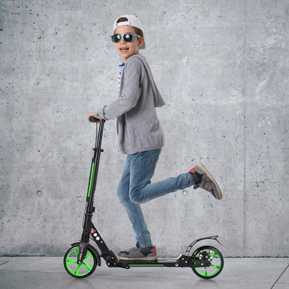 Kick Scooter with Adjustable Handlebar and Anti-Shocking Suspension-Green