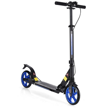 Kick Scooter with Adjustable Handlebar and Anti-Shocking Suspension-Blue