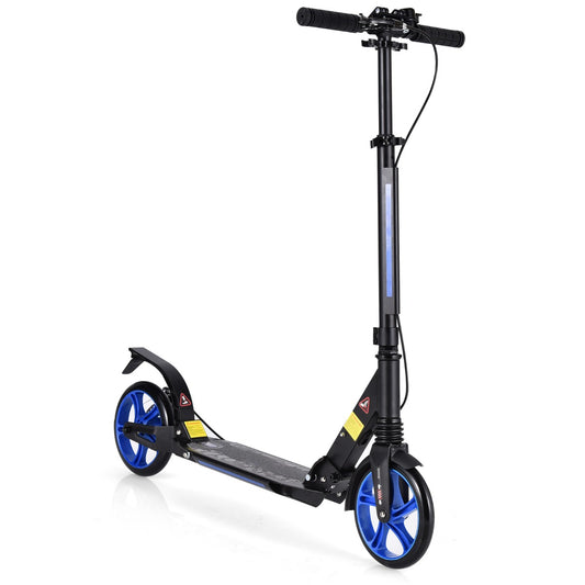 Kick Scooter with Adjustable Handlebar and Anti-Shocking Suspension-Blue