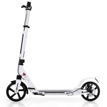 Kick Scooter with Adjustable Handlebar and Anti-Shocking Suspension-White