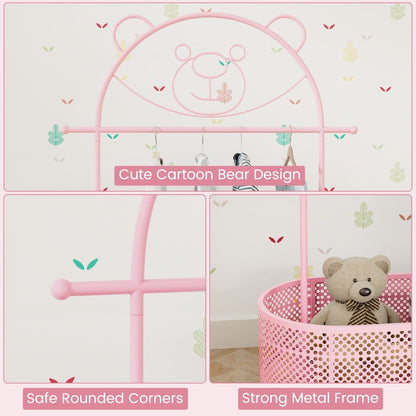 Kid Clothes Rack with 3 Adjustable Heights for Children Adults-Pink