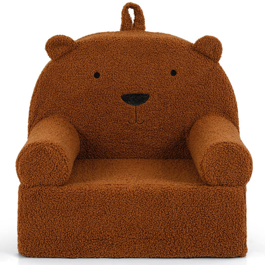 Kids Bear Sofa with Soft Fleece Fabric Cover in Brown