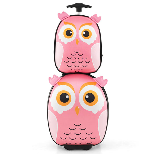 Kids Luggage Set with 40 cm Kids Carry-on Luggage and 30 cm Backpack-Pink