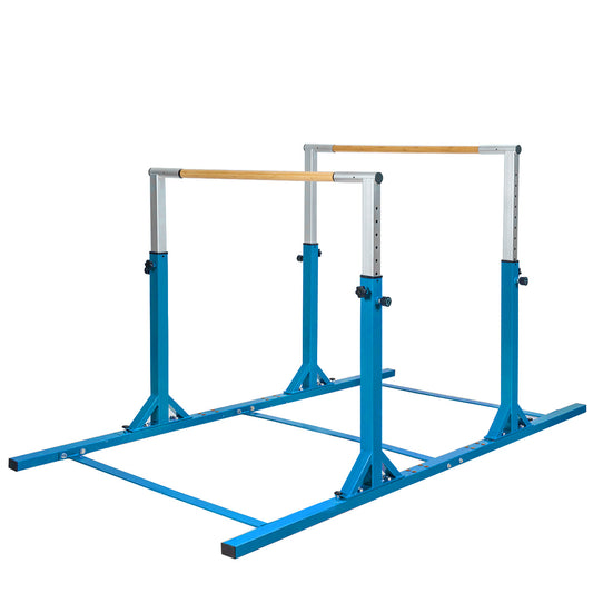 Kids Parallel Gymnastics Bar with Adjustable Width and 11-Level Heights-Blue