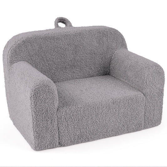 Kids Reading Sofa with Soft Fleece Fabric Cover in Grey