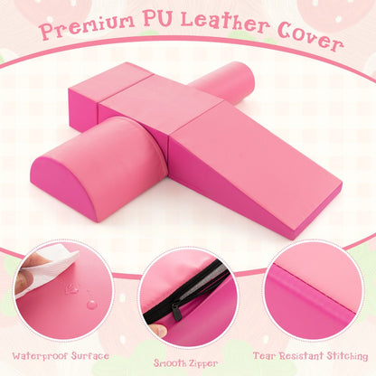 5-Piece Soft Waterproof Kids Climb and Crawl Activity Playset-Pink