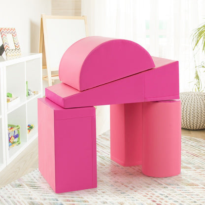 5-Piece Soft Waterproof Kids Climb and Crawl Activity Playset-Pink