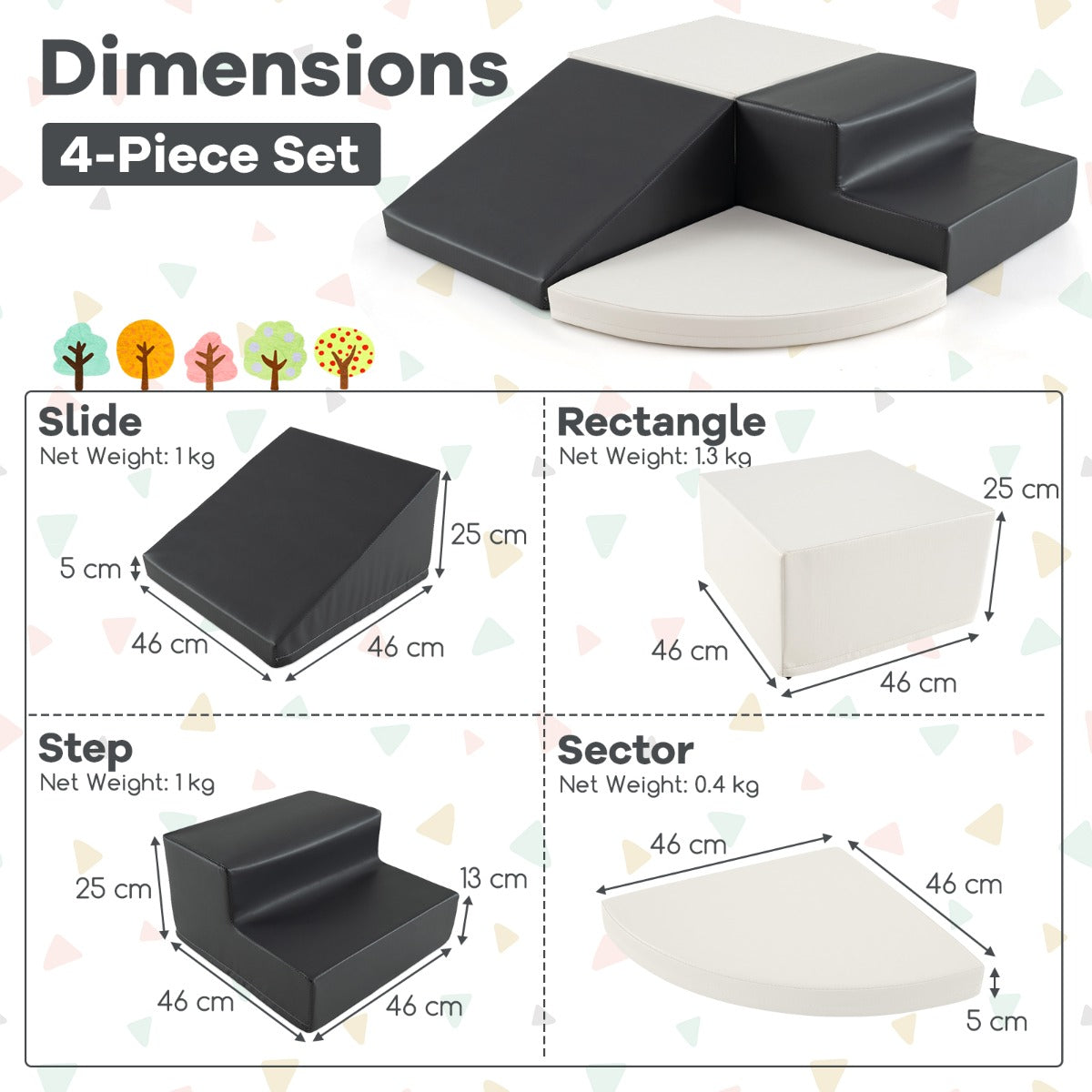 4 Pieces Indoor Toddler Playtime Corner Climber Play Set-White