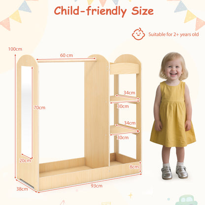 Kids Dress up Storage with Mirror-Natural