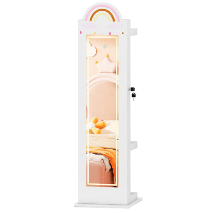 Kids Jewelry Cabinet Standing Children Jewelry Organizer-White